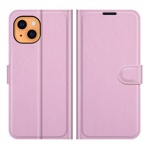Pour iPhone 13 Litchi Texture Texture Horizontale Flip Cas de protection avec support & Card Slots & Portefeuille (rose) SH601G1610-07