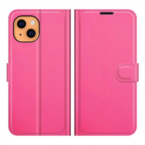 Pour iPhone 13 Litchi Texture Texture Horizontal Flip Cas de protection avec support & Card Slots & Portefeuille (Rose Rouge) SH601H494-07