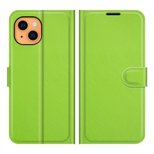 Pour iPhone 13 Litchi Texture Texture Horizontal Flip Cas de protection avec support & Card Slots & Portefeuille (Vert) SH601I1961-07