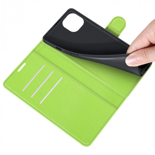 Pour iPhone 13 Litchi Texture Texture Horizontal Flip Cas de protection avec support & Card Slots & Portefeuille (Vert) SH601I1961-07