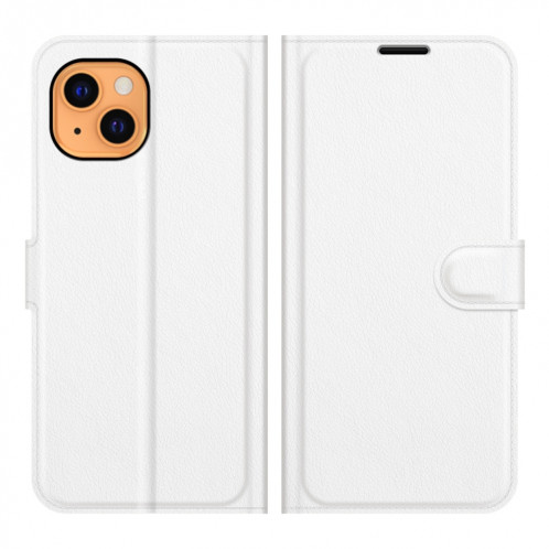 Pour iPhone 13 Mini Litchi Texture Texture Horizontal Flip Cas de protection avec support & Card Slots & Portefeuille (Blanc) SH701B1500-07