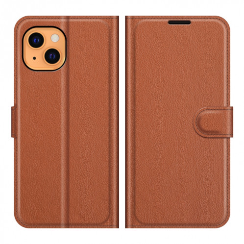 Pour iPhone 13 Mini Litchi Texture Texture Horizontale Horizontal Flip Cas de protection avec support & Card Slots & Portefeuille (Brown) SH701D1269-07