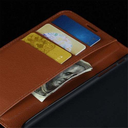 Pour iPhone 13 Mini Litchi Texture Texture Horizontale Horizontal Flip Cas de protection avec support & Card Slots & Portefeuille (Brown) SH701D1269-07