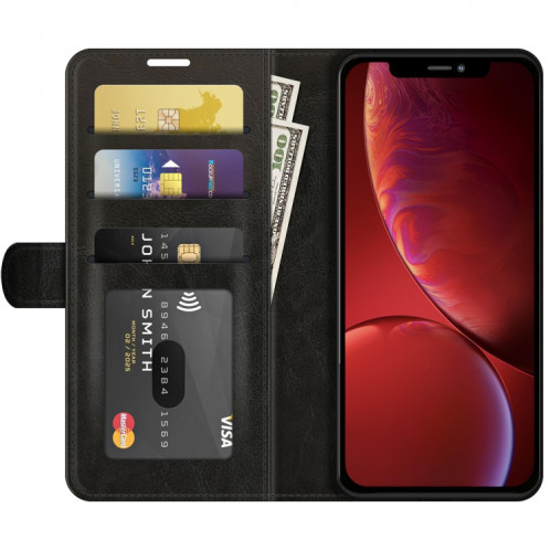 Texture R64 Étui de protection horizontal simple Horizontal avec support & Card Slots & Portefeuille et cadre photo pour iPhone 13 (noir) SH701A769-07