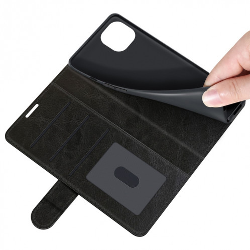 Texture R64 Étui de protection horizontal simple Horizontal avec support & Card Slots & Portefeuille et cadre photo pour iPhone 13 (noir) SH701A769-07