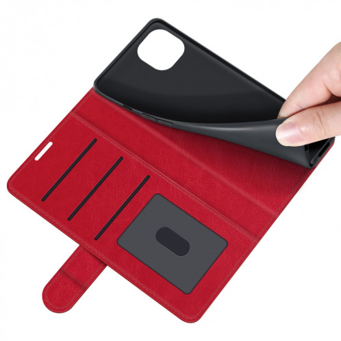 Texture R64 Étui de protection horizontal simple Horizontal avec support et carte de portefeuille et cadre de portefeuille et photo pour iPhone 13 (rouge) SH701C876-07