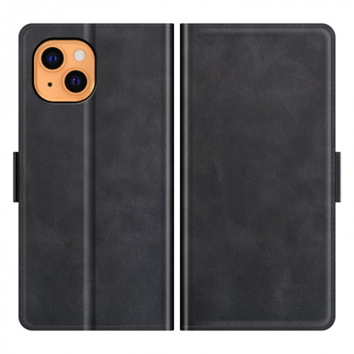 Boucle à floc horizontal à boucle magnétique double avec porte-cartes et portefeuille pour iPhone 13 mini (noir) SH901A233-07