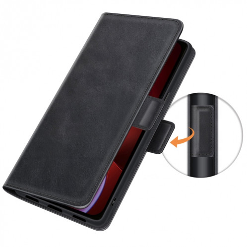 Boucle magnétique à double face Horizontal Horizontal Cuir Coating avec porte-carte et portefeuille pour iPhone 13 (noir) SH001A122-07