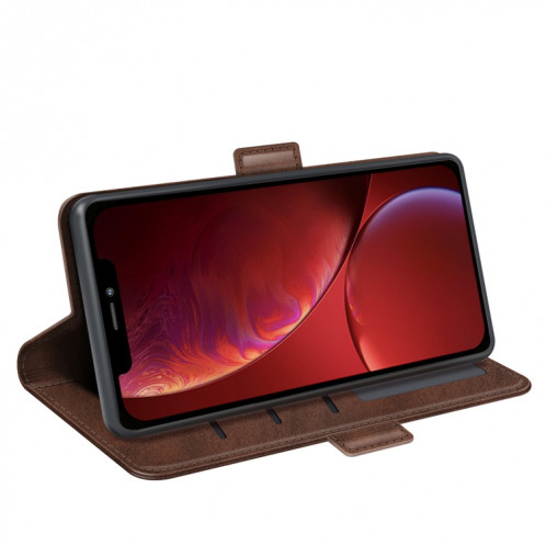 Boucle à floc horizontal de boucle magnétique double avec support et portefeuilles et portefeuille pour iPhone 13 (Brown) SH001C405-07