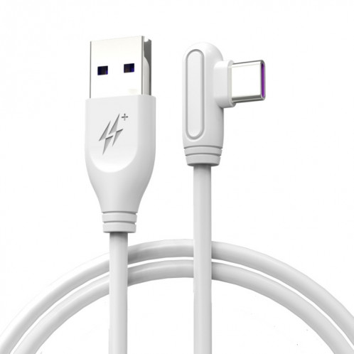 Enkay Hat-Prince Enk-CB109 5A USB à USB-C / TYPE-C 90 degrés Données en silicone Synchronisée Synchroniser le câble de charge rapide, Longueur du câble: 0.5m (blanc) SE401A1065-08