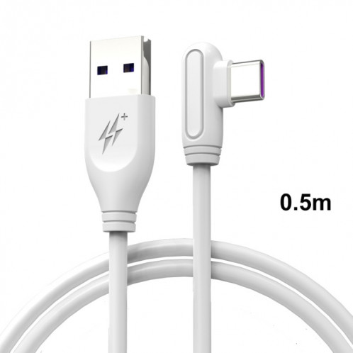 Enkay Hat-Prince Enk-CB109 5A USB à USB-C / TYPE-C 90 degrés Données en silicone Synchronisée Synchroniser le câble de charge rapide, Longueur du câble: 0.5m (blanc) SE401A1065-08