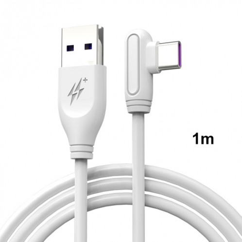 Enkay Hat-Prince Enk-CB109 5A USB à USB-C / Type-C 90 degrés Synchronisation en silicone de silicone Câble de charge rapide, Longueur du câble: 1M (blanc) SE402A1893-08
