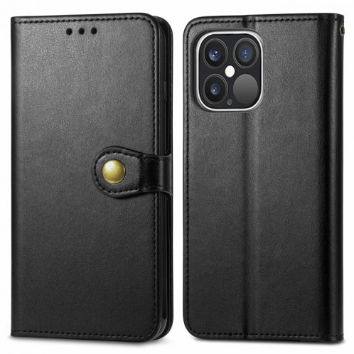 Pour iPhone 13 PRO Color Color Coat Buckle Téléphone de téléphone avec lanière et cadre photo Slot & Card Slot & Wallet & Stand Fonction (Noir) SH802A804-07