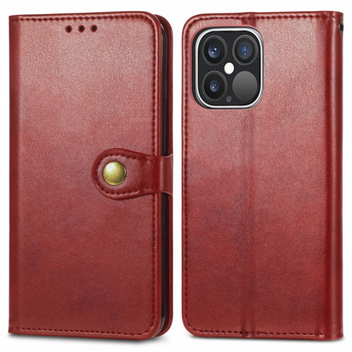 Pour iPhone 13 PRO Color Color Coat Buckle Boamle Boîte de téléphone avec lanière et cadre photo et fente de carte et portefeuille et support (rouge) SH802B1942-07
