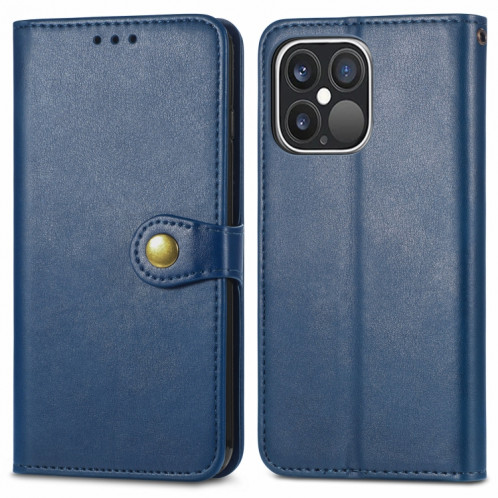 Pour iPhone 13 PRO Color Color Coat Buckle Boor Coffre-Téléphone avec lanière et cadre photo Slot & Card Slot & Wallet & Stand Fonction (bleu) SH802C1155-07