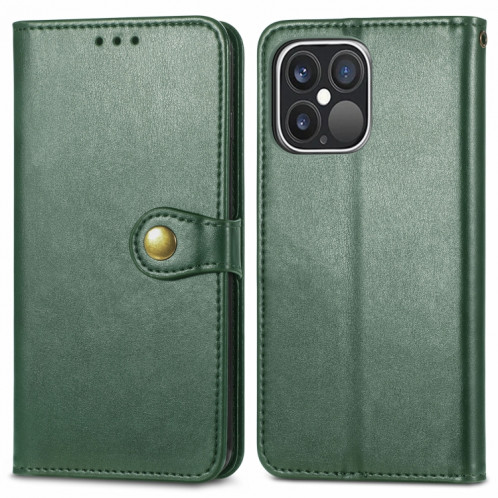 Pour iPhone 13 PRO Color Color Coat Buckle Buckle Boîte de téléphone avec lanière et cadre photo Slot & Card Slot & Wallet & Stand Fonction (Vert) SH802D1751-07