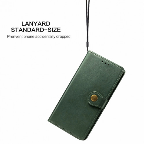 Pour iPhone 13 PRO Color Color Coat Buckle Buckle Boîte de téléphone avec lanière et cadre photo Slot & Card Slot & Wallet & Stand Fonction (Vert) SH802D1751-07