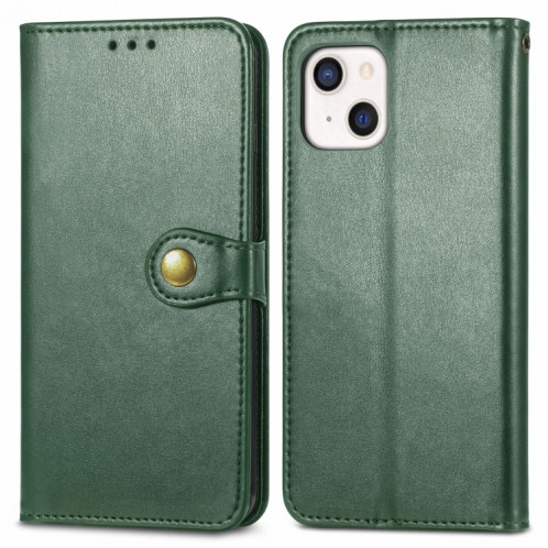 Pour iPhone 13 Couleur Solid Color Coat Buckle Téléphone avec lanière et cadre photo Slot & Carte Slot & Wallet & Stand Fonction (Vert) SH803D1025-07