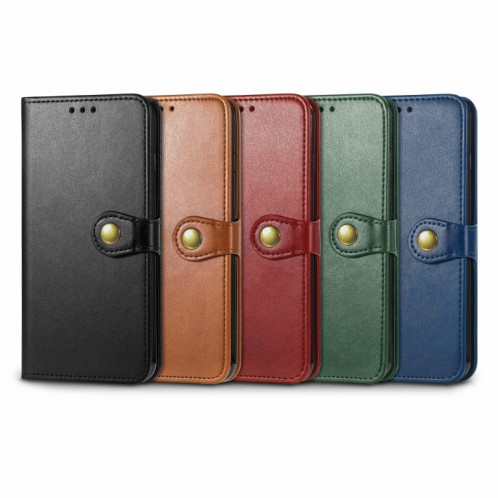 Pour iPhone 13 Coloration solide Coque Boucle à boucle de téléphone avec lanière et cadre photo Slot & Portefeuille et fonction de portefeuille (bleu) SH803C775-07