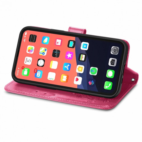 Pour iPhone 13 pro Fonds de trèfle à quatre feuilles Boucle en relief pour boucle en relief boîtier de protection de téléphone mobile avec lanière et fente de cartes et portefeuille et support de portefeuille SH902A1855-07