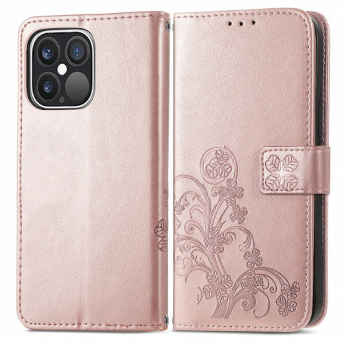 Pour l'iPhone 13 pro Fermoir au trèfle à quatre feuilles Boucle en relief de la boucle de protection mobile Protection de téléphone mobile avec une lanière et une fonction de portefeuille et portefeuille et support SH902B327-07