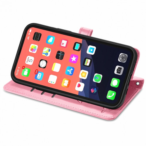 Étui de cuir horizontal horizontal de chat et de chien mignon avec porte et portefeuille et portefeuille pour iPhone 13 Pro (rose) SH002A701-07