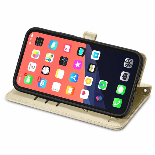 Étui en cuir horizontal horizontal de chat et de chien mignon avec support et portefeuille et portefeuille pour iPhone 13 Pro (or) SH002F413-07