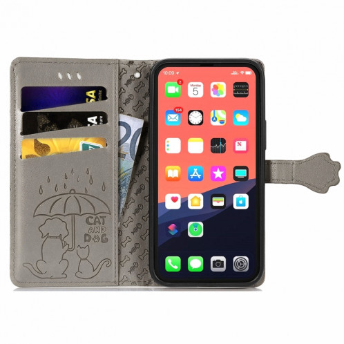 Coque en cuir horizontal horizontal de chat et de chien mignon avec support et portefeuille et portefeuille pour iPhone 13 Pro (gris) SH002H1368-07