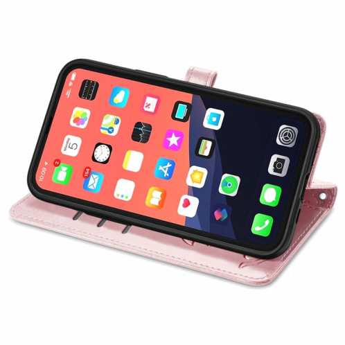 Coque en cuir horizontal horizontal de chat et de chien mignon avec porte-cartes et portefeuille et portefeuille pour iPhone 13 (or rose) SH003B467-07