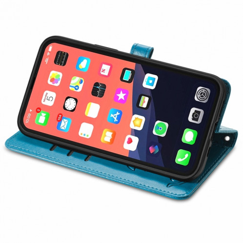 Étui de cuir horizontal horizontal de chat et de chien mignon avec support et portefeuille et portefeuille pour iPhone 13 (bleu) SH003C1643-07