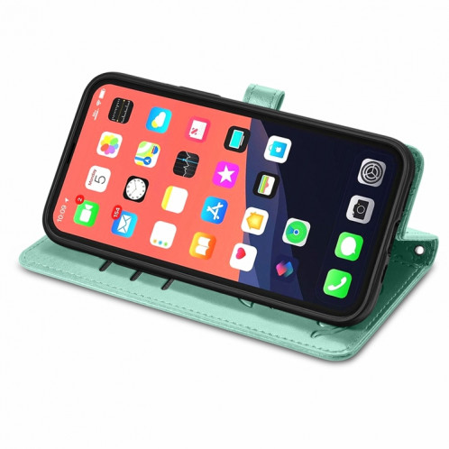 Étui en cuir horizontal horizontal de chat et de chien mignon avec support et portefeuille et portefeuille pour iPhone 13 (vert) SH003G960-07