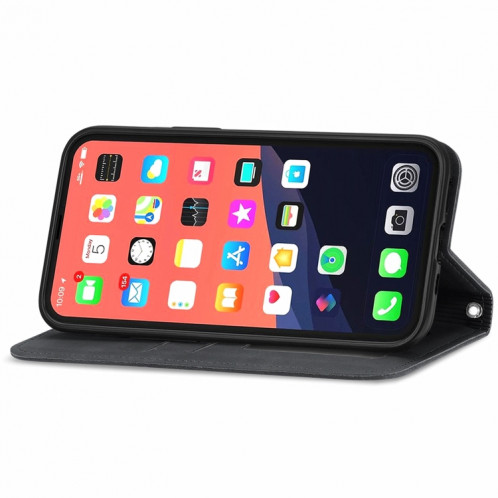 Pour iPhone 13 PRO rétro Skin Senten Business Magnetic Horizontal Flip Coating Too Horizon avec support et carte de portefeuille et cadre de portefeuille et photo (noir) SH202A283-09