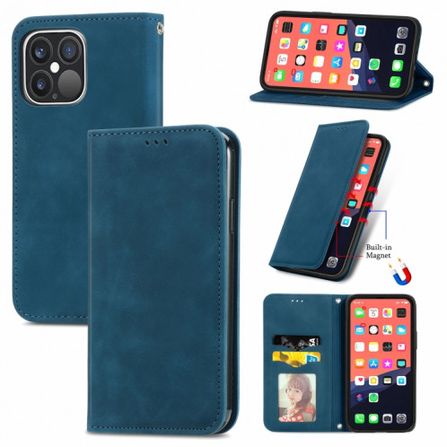 Pour iPhone 13 PRO rétro Skin Sentence Boîte à retournement horizontale magnétique magnétique avec support et carte de portefeuille et cadre de portefeuille et photo (bleu) SH202D931-09