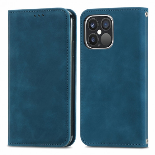 Pour iPhone 13 PRO rétro Skin Sentence Boîte à retournement horizontale magnétique magnétique avec support et carte de portefeuille et cadre de portefeuille et photo (bleu) SH202D931-09