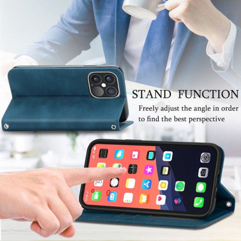 Pour iPhone 13 PRO rétro Skin Sentence Boîte à retournement horizontale magnétique magnétique avec support et carte de portefeuille et cadre de portefeuille et photo (bleu) SH202D931-09