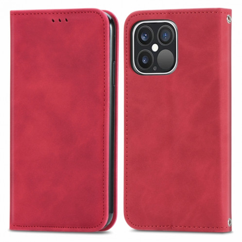 Pour iPhone 13 Pro rétro Skin Sentez l'étui en cuir horizontal horizontal magnétique professionnel avec support et carte de portefeuille et cadre photo (rouge) SH202E512-09