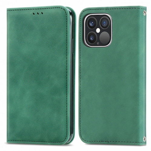 Pour iPhone 13 PRO rétro skin Sentez l'étui en cuir horizontal horizontal magnétique professionnel avec support et portefeuille et cadre photo (vert) SH202F1232-09