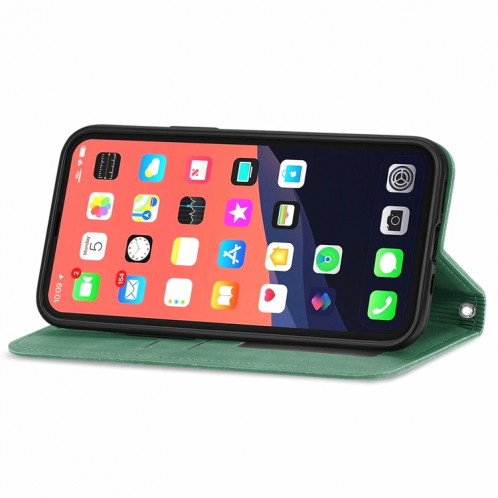 Pour iPhone 13 PRO rétro skin Sentez l'étui en cuir horizontal horizontal magnétique professionnel avec support et portefeuille et cadre photo (vert) SH202F1232-09