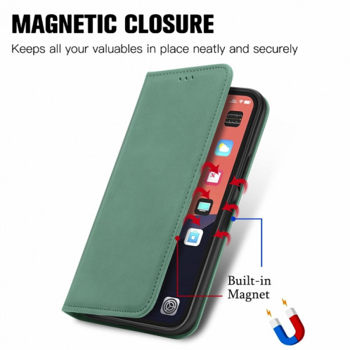 Pour iPhone 13 PRO rétro skin Sentez l'étui en cuir horizontal horizontal magnétique professionnel avec support et portefeuille et cadre photo (vert) SH202F1232-09