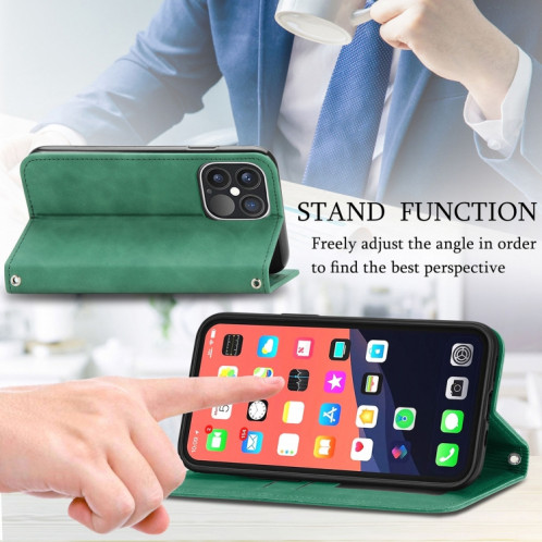 Pour iPhone 13 PRO rétro skin Sentez l'étui en cuir horizontal horizontal magnétique professionnel avec support et portefeuille et cadre photo (vert) SH202F1232-09