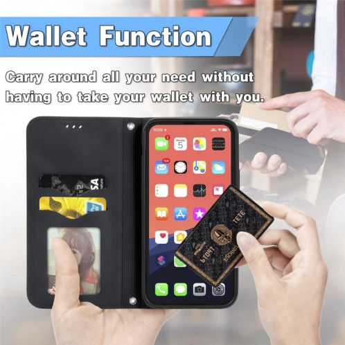 Pour iPhone 13, la peau rétro Sentez l'étui en cuir horizontal horizontal magnétique professionnel avec support et carte de portefeuille et cadre de portefeuille et photo (noir) SH203A1842-09