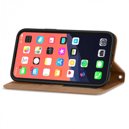 Pour iPhone 13, la peau rétro Sentez l'étui en cuir horizontal horizontal magnétique professionnel avec support et carte de portefeuille et cadre photo (brun) SH203C216-09