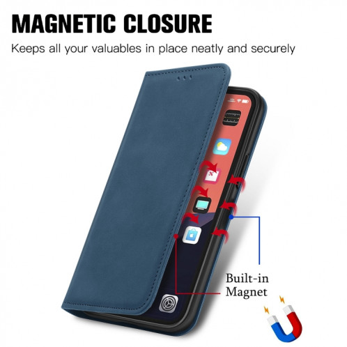 Pour iPhone 13, skin rétro Sentez l'étui en cuir horizontal magnétique professionnel avec support et portefeuille et cadre de portefeuille et photo (bleu) SH203D478-09