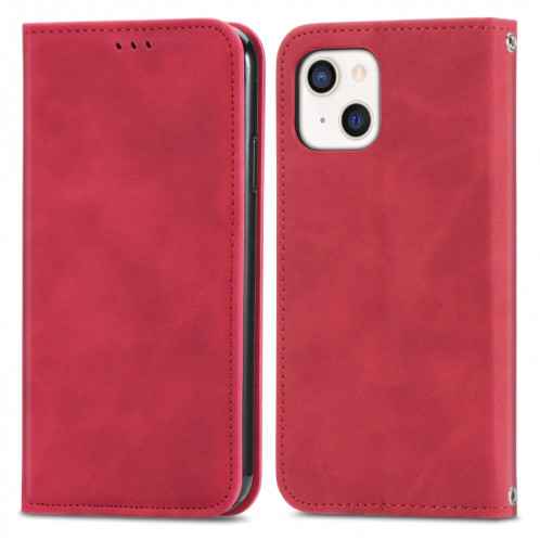 Pour iPhone 13, skin rétro Sentez l'étui en cuir horizontal horizontal professionnel avec support et carte de portefeuille et cadre photo (rouge) SH203E970-09