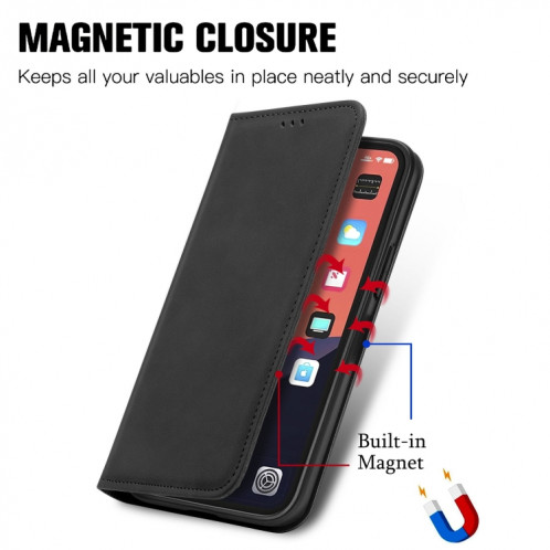 Pour iPhone 13 mini peau rétro Sentez l'étui en cuir horizontal horizontal magnétique commercial avec support et carte de portefeuille et cadre de portefeuille et photo (noir) SH204A230-09