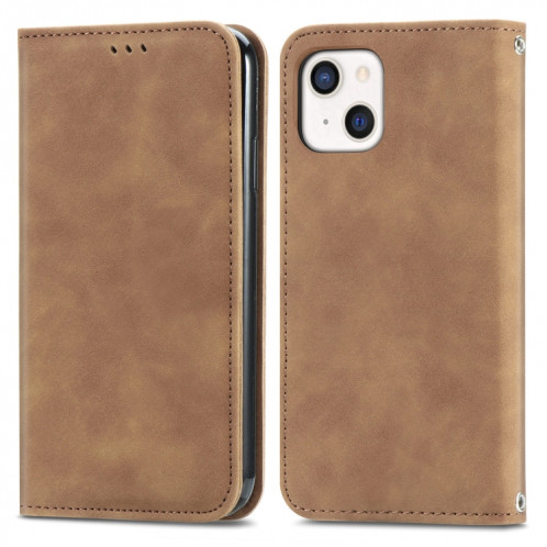 Pour iPhone 13 mini-peau rétro Sentez l'étui en cuir horizontal horizontal magnétique professionnel avec porte-cartes et portefeuille et cadre photo (brun) SH204C504-09
