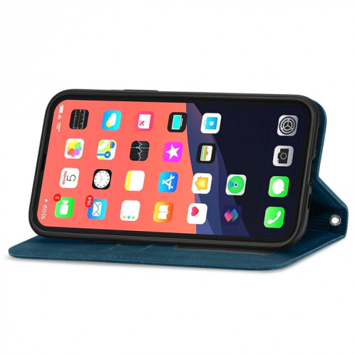 Pour iPhone 13 mini-peau rétro Sentez l'étui en cuir horizontal magnétique magnétique professionnel avec support et portefeuille et cadre photo (bleu) SH204D299-09