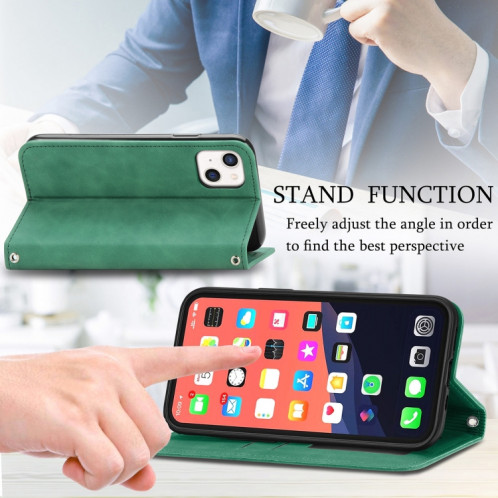 Pour iPhone 13 mini peau rétro Sentez l'étui en cuir horizontal magnétique professionnel avec support et portefeuille et cadre de portefeuille et photo (vert) SH204F1563-09