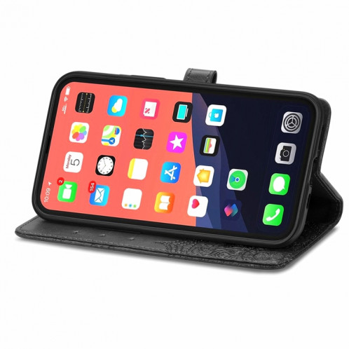 Horizon Horizontal horizontal de Mandala Fleur avec support & Three Card Slots & Wallet & Lanière pour iPhone 13 PRO (Noir) SH302A648-07