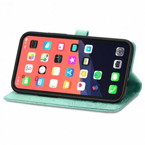 Horizon horizontal horizontal de Mandala avec titulaire et portefeuille et portefeuille pour iPhone 13 Pro (Vert) SH302C1378-07